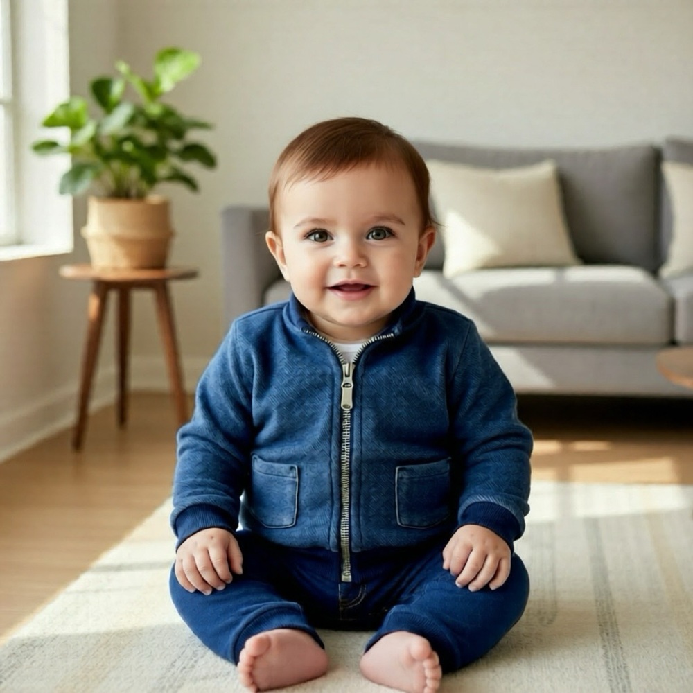 Carter's Navy Bear Hoodie with Ears - Picture 2 of 7